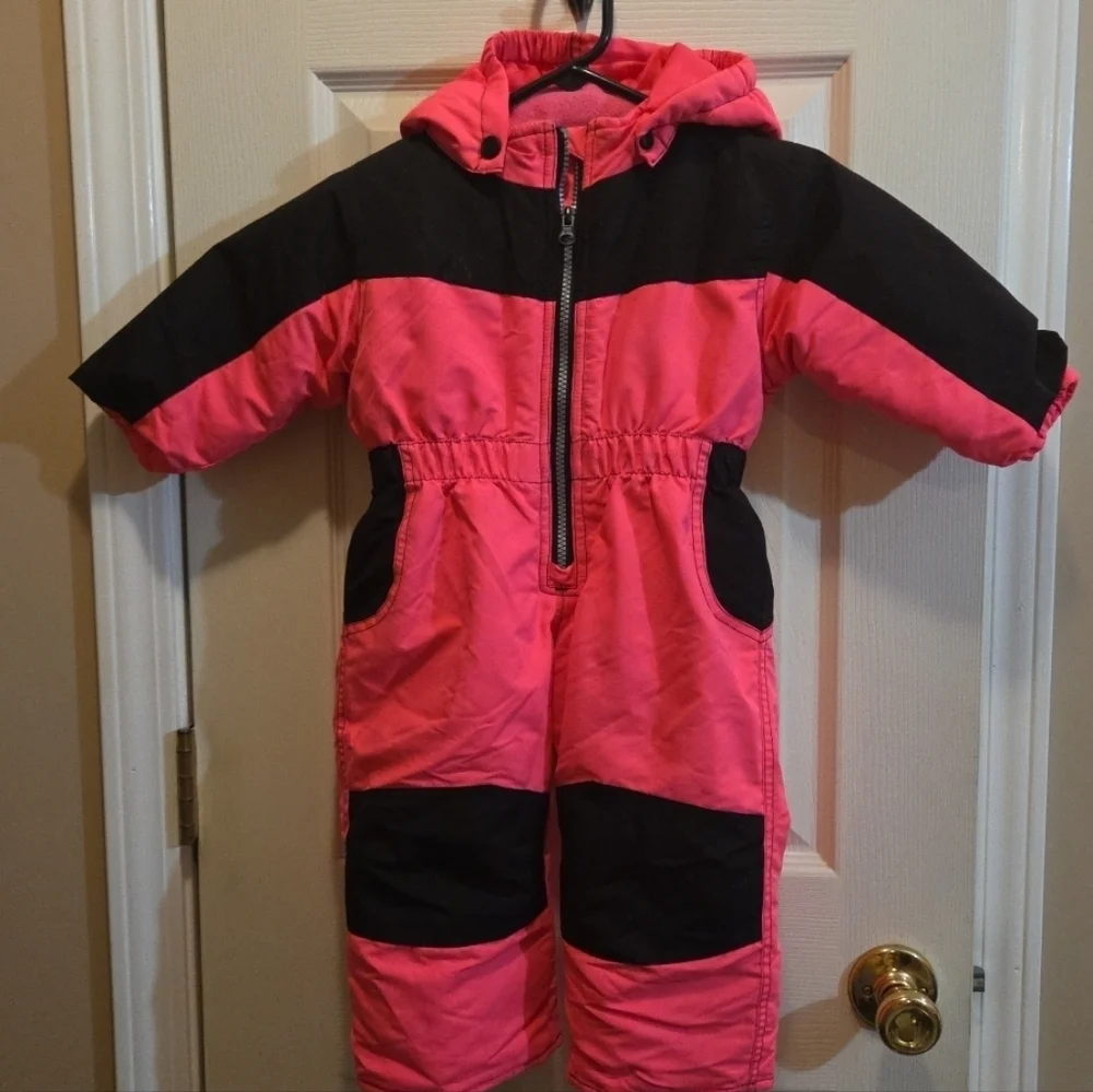 Healthtex Pink and Black Girls Snowsuit w/Removable Hood 12 Months